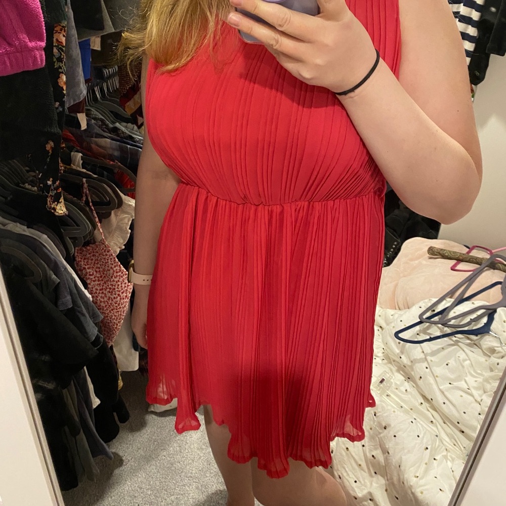 •2/$25• Hot Pink Forever 21 Pleated A-Line Skater Dress